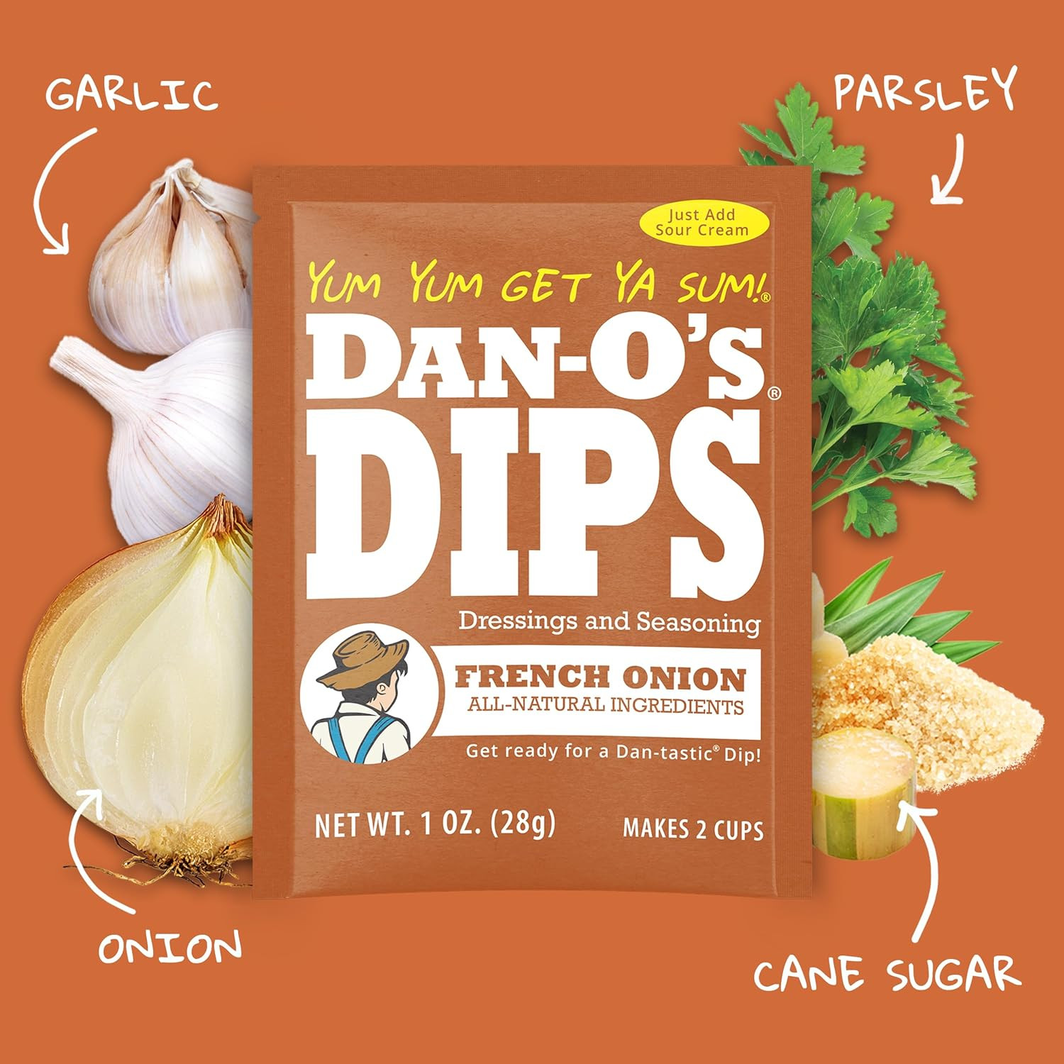 Dan-O’S Dips Variety Pack (16 Pack) – Ranch, Mexi-Ranch, French Onion & Dill Dip