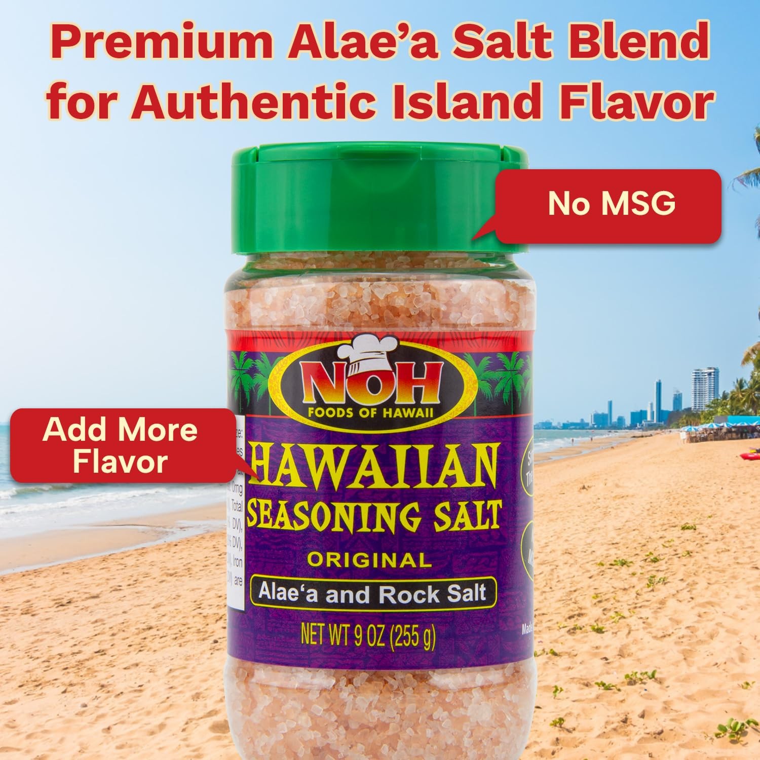 NOH Foods of Hawaii Seasoning Salt Original (Alae’a and Rock Salt) 9 oz.