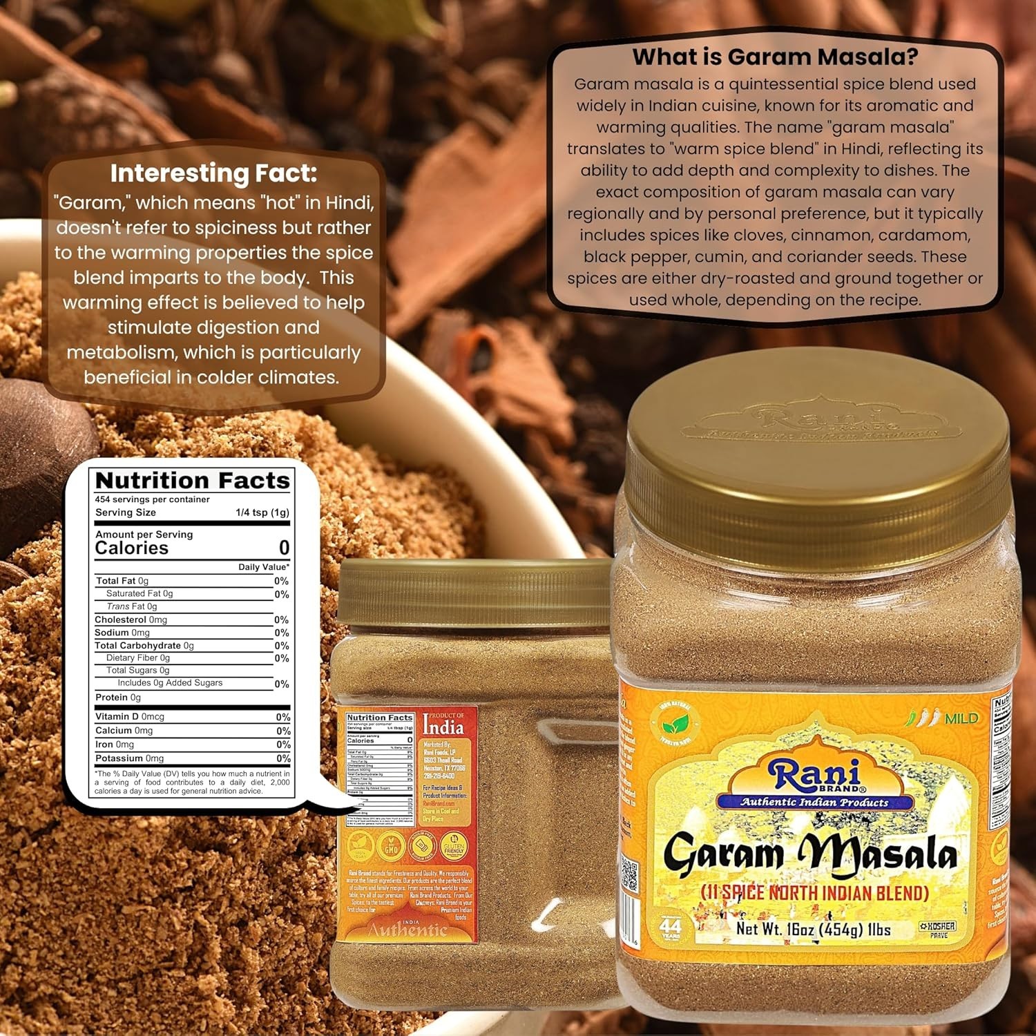 Rani Garam Masala Indian 11-Spice Blend 16oz 1lb 454g PET Jar ~ All Natural, …