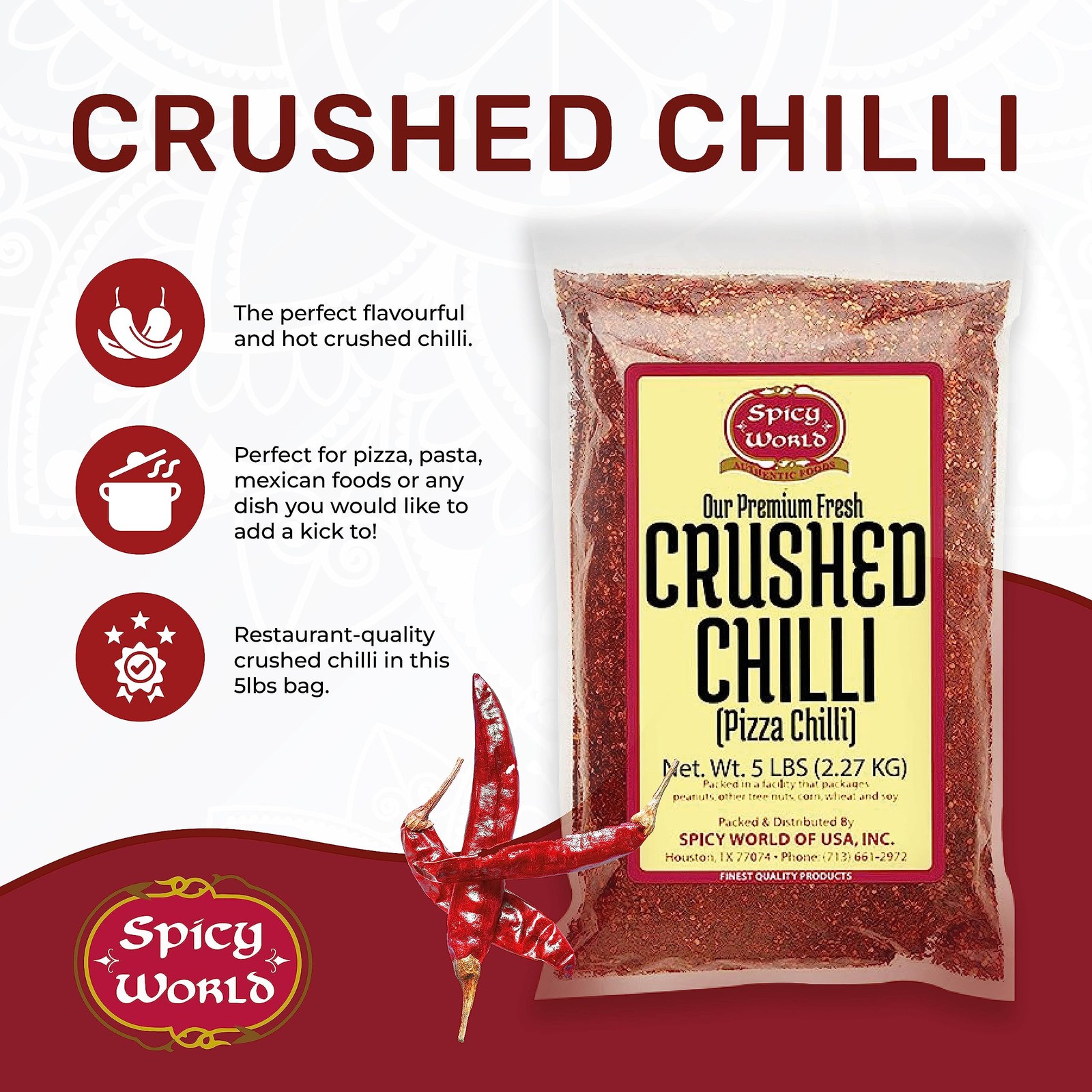 Crushed Red Pepper Flakes 5 Pound Bulk Value Pack – Chili Flakes – by Spicy