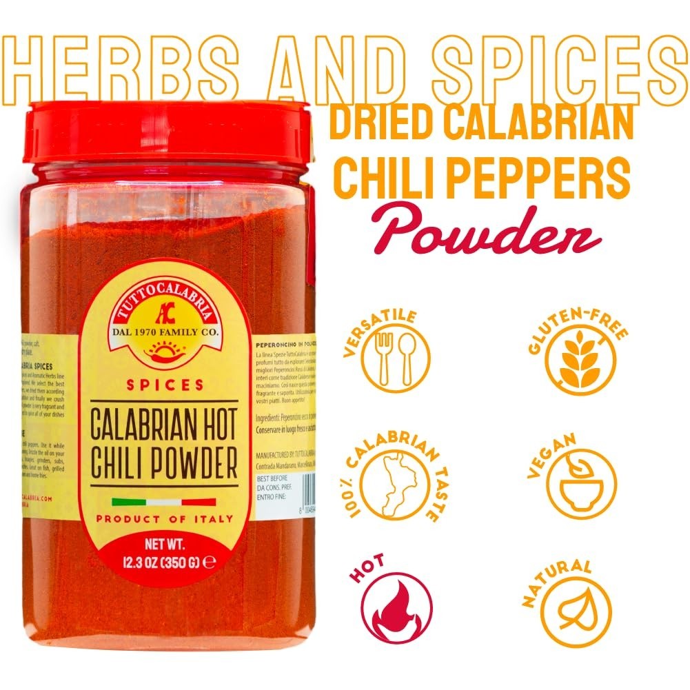 Spicy Calabrian Chili Powder – All Natural, Non-GMO Italian Seasoning, 350g
