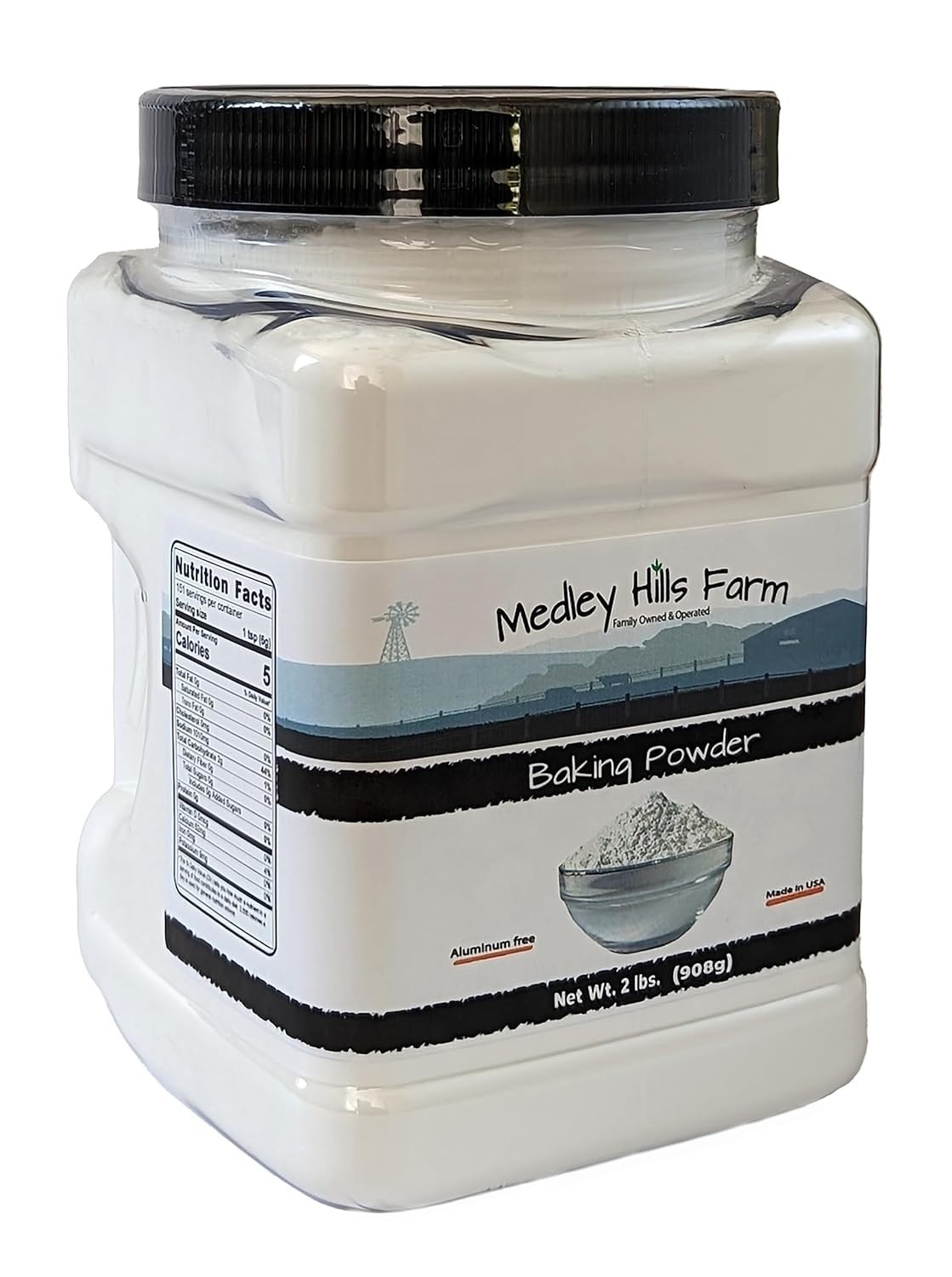 Baking Powder aluminum free by Medley hills farm 2 Lbs. in Reusable Container –