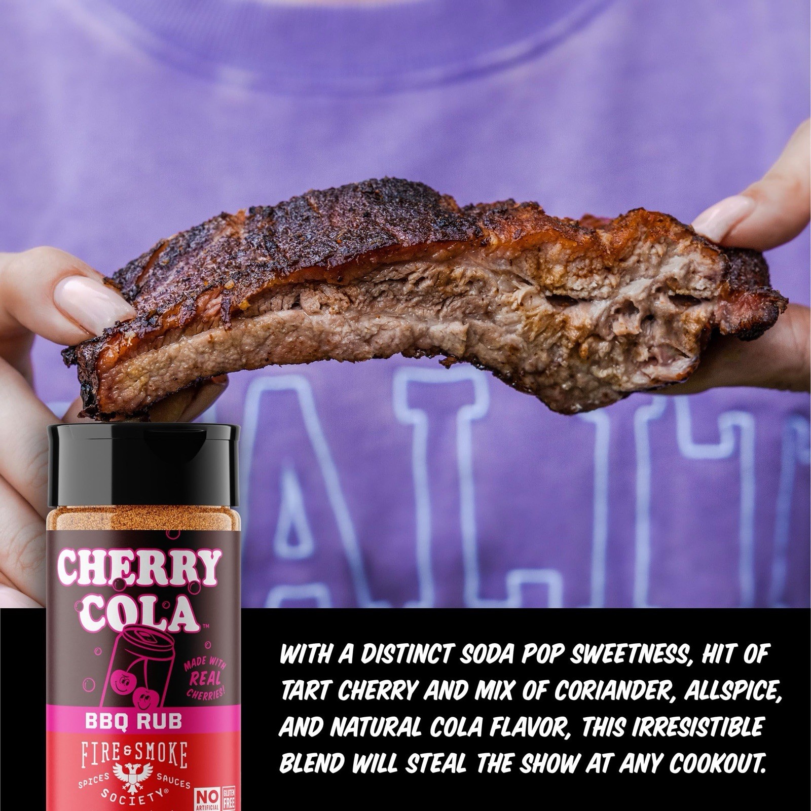 Fire & Smoke Society 🍒 Cherry Cola🥤BBQ Rub 🥩 | 6.7 oz | Seasoning for Smoking