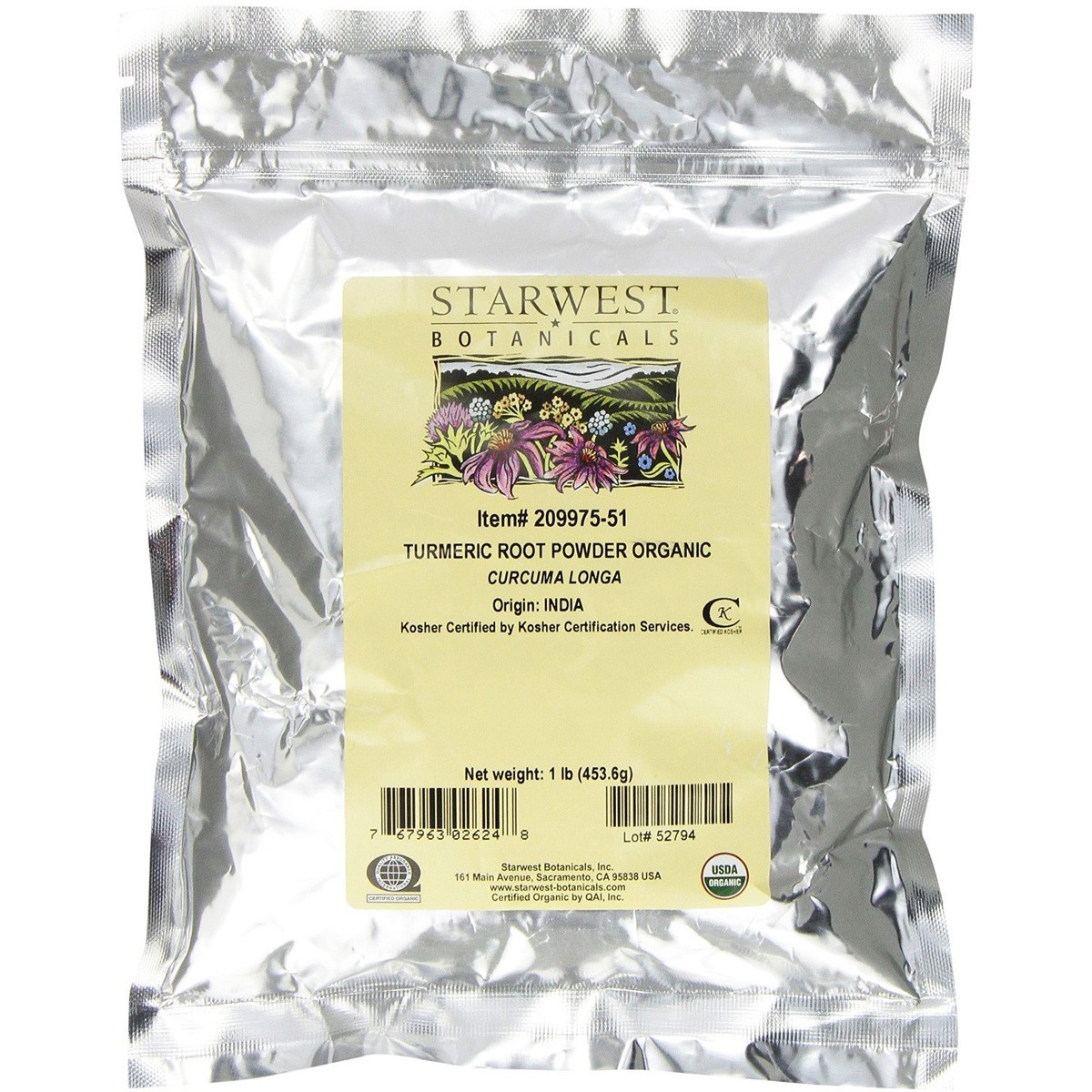 Organic Turmeric Root Powder By Starwest Botanicals 1 Lb 1 Pack