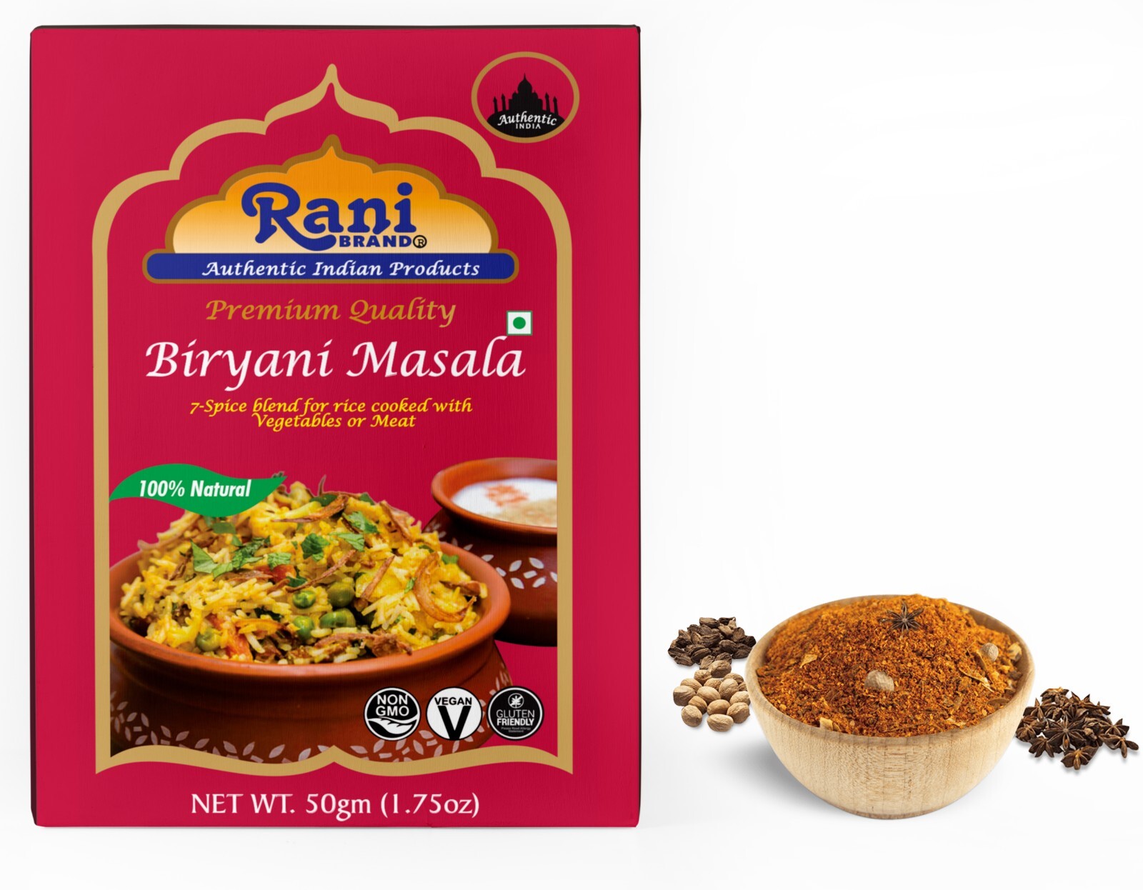 Rani Biryani Masala Curry (7-Spice Blend for Indian Rice Dishes, Pullao / Pilau)