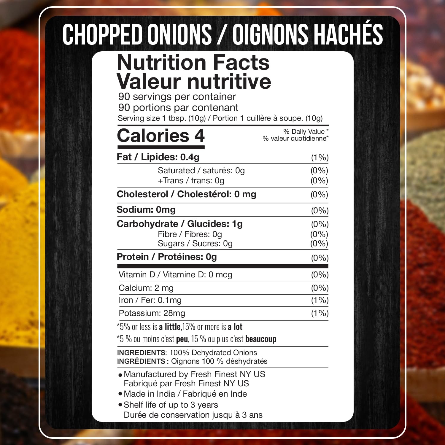 Fresh Finest Bulk Spices Commercial and Home Cooking, Dehydrated Chopped Onions