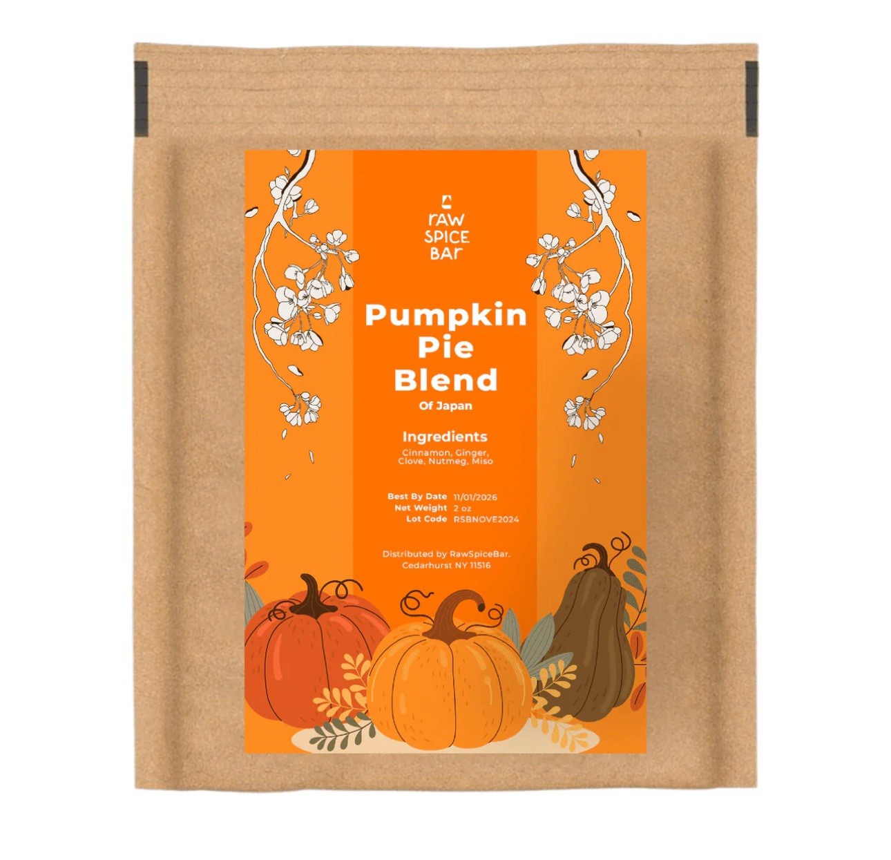 Raw Spice Bar Pumpkin pie blend (Japan) 2 oz bag Cinnamon, nutmeg, Ginger, Clove
