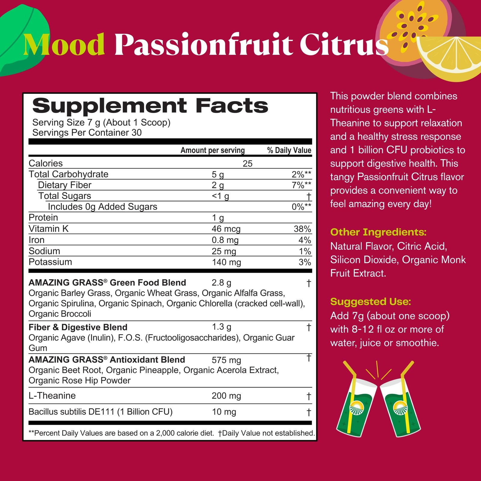 Amazing Grass Greens Blend Mood, Super 7.4 Ounce (Pack of 1), No Color