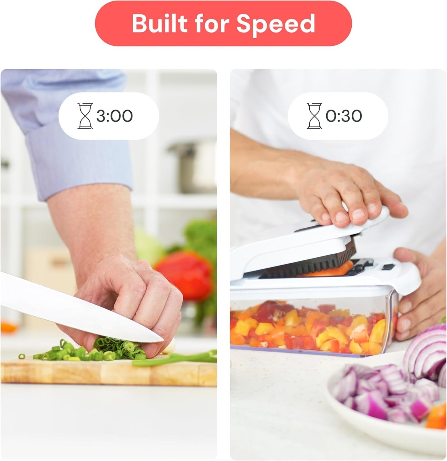 Vegetable Chopper Spiralizer Food Processor 4 in 1 Kitchen Gadgets White Compact