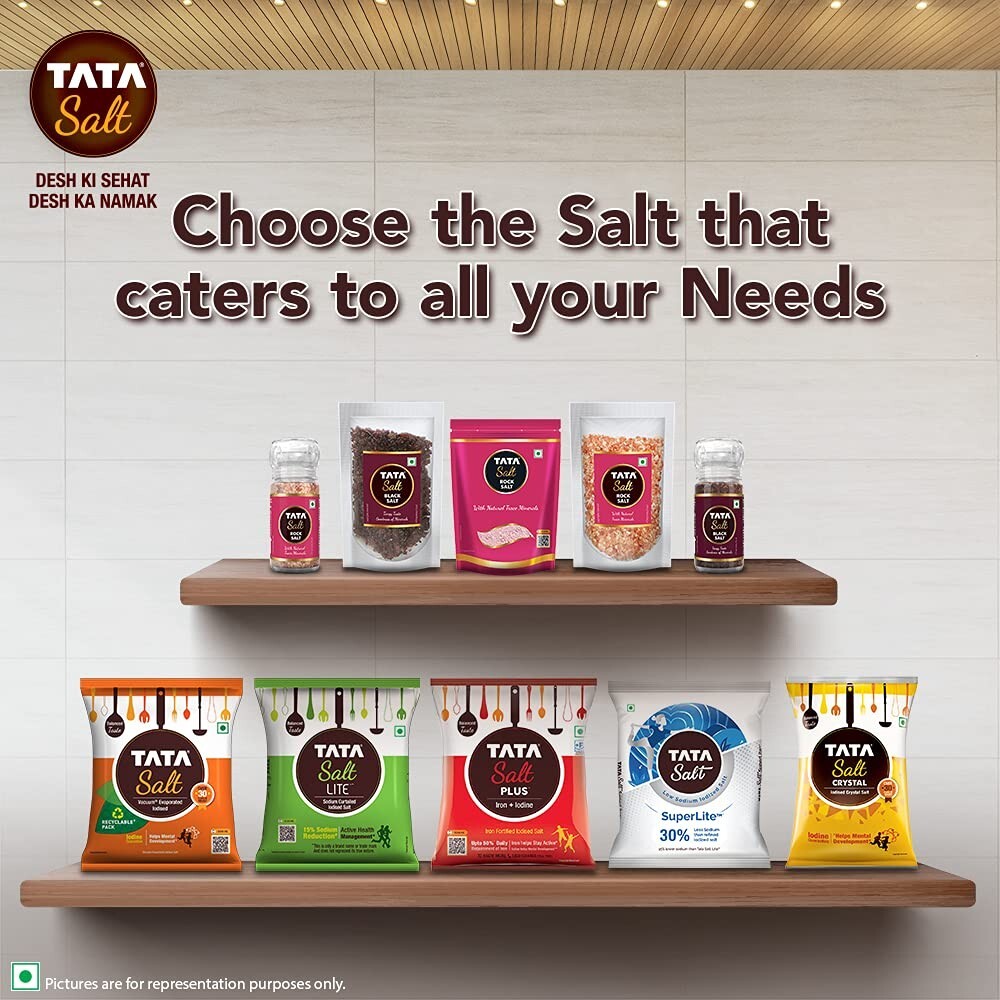 Tata Salt Rock Salt | Premium Sendha Namak | 1000g Pouch, 1 kg