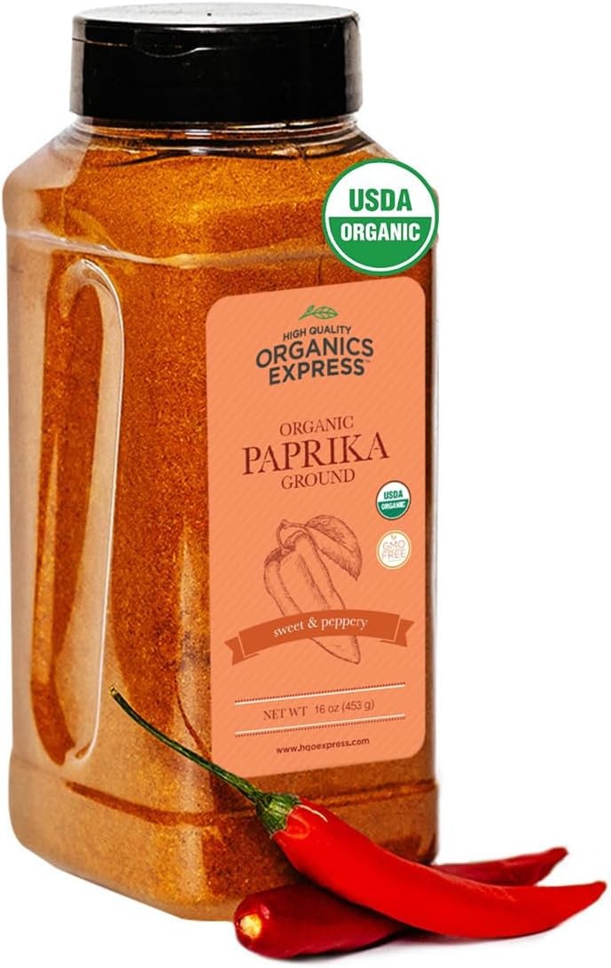 HQOExpress Organic Paprika – Non GMO, Kosher, USDA Certified Organic Ground P…