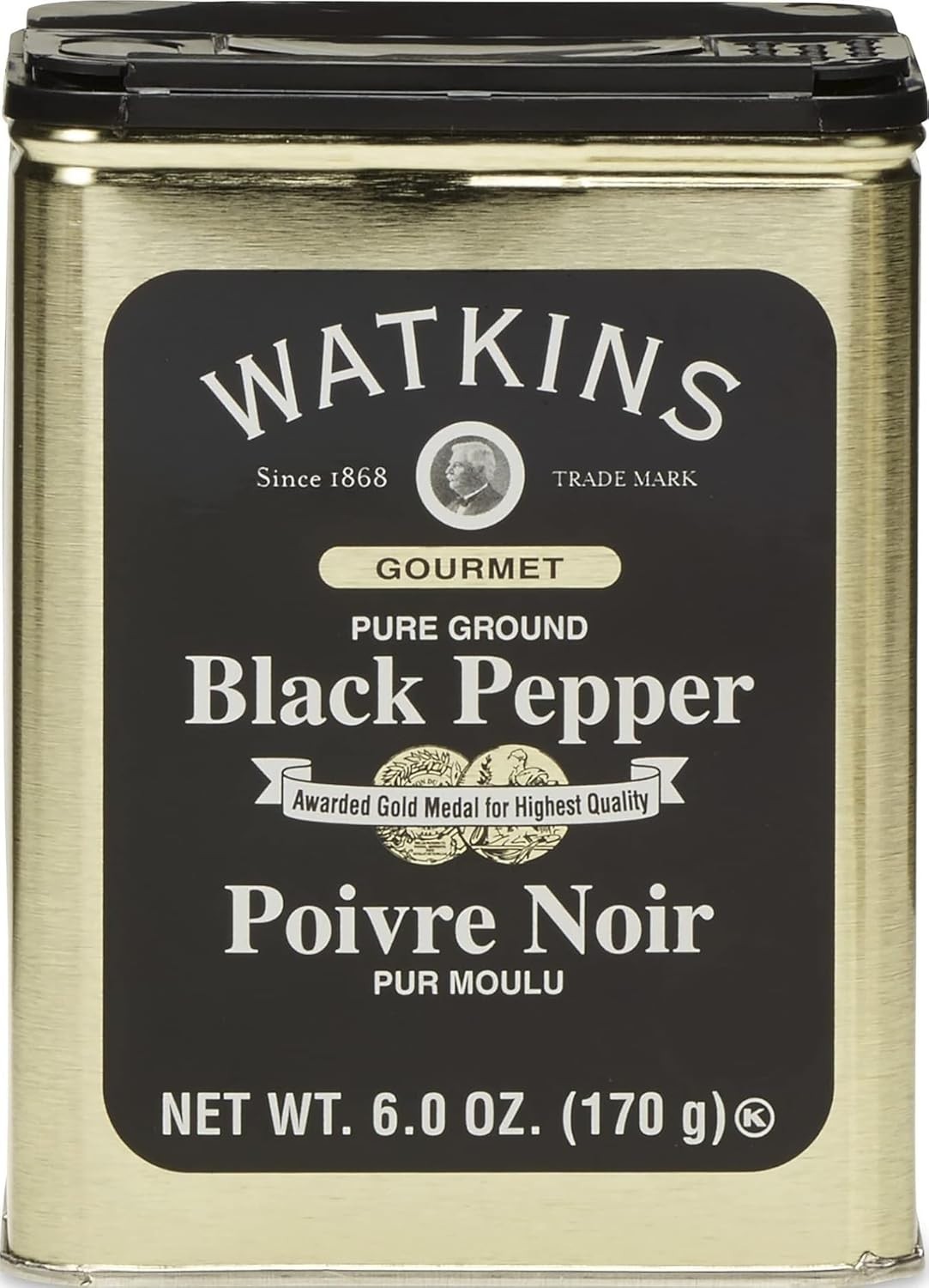 Gourmet Spice Tin, Pure Ground Black Pepper, 6 oz. Tin, 1-Pack