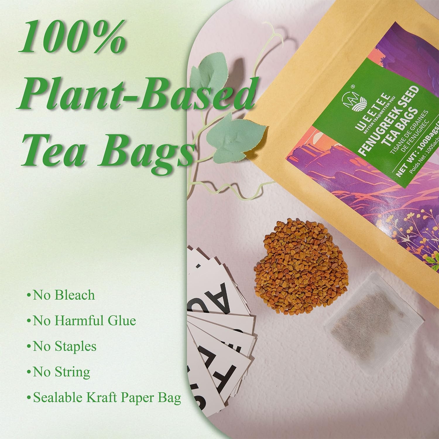 Fenugreek Tea Bags 100 Count Caffeine-free Methi Seeds 100% Natural Herbal
