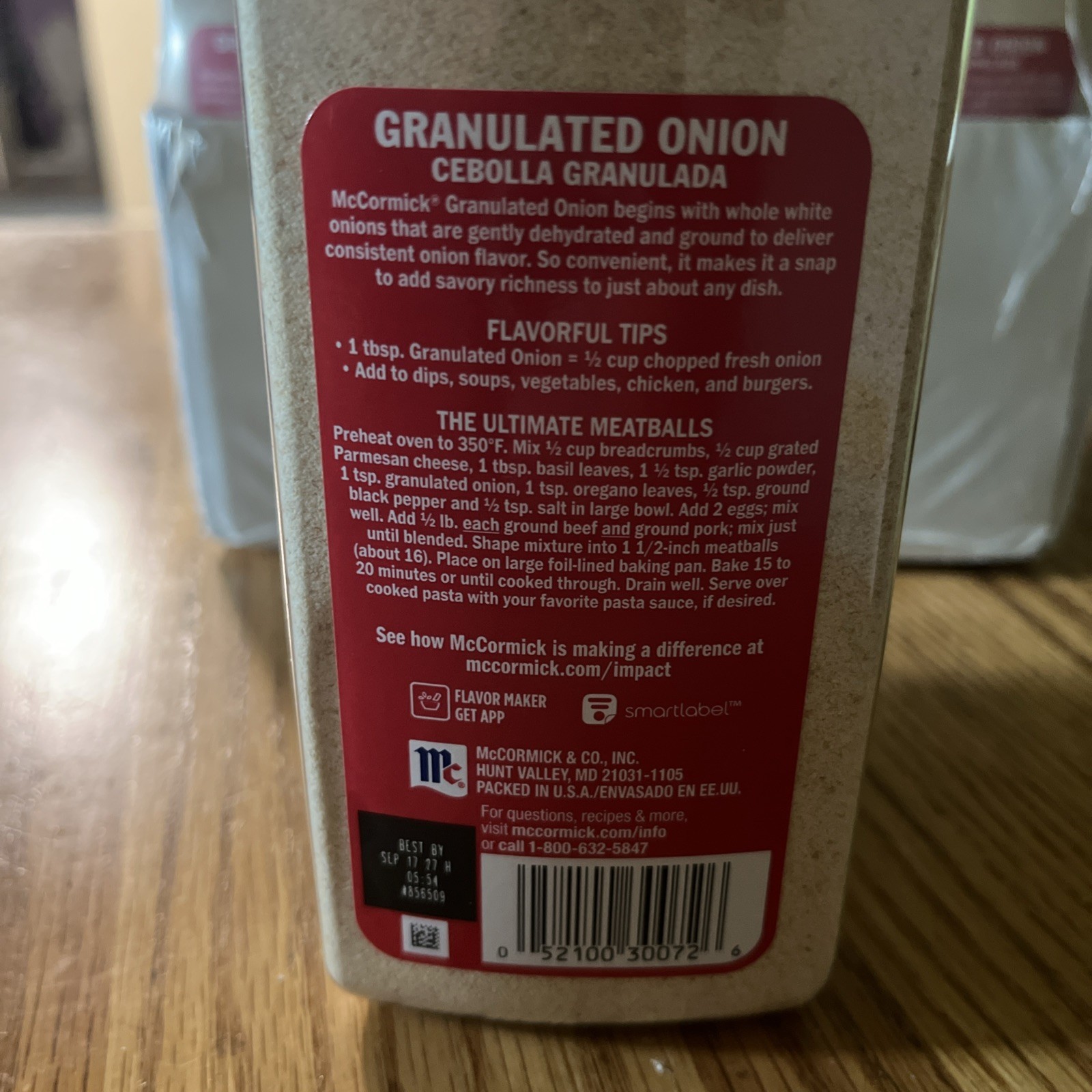 McCormick Spice Granulated Onion Powder Large Container 18 oz 9/27