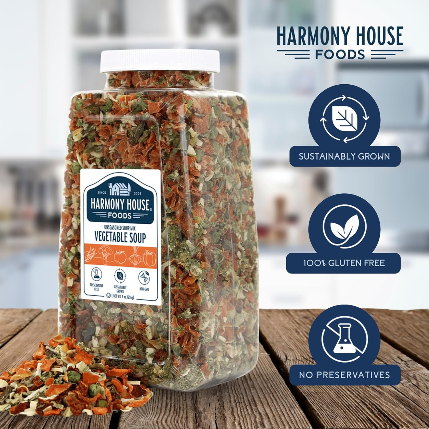 Harmony House Premium Vegetable Soup Mix – Dehydrated Vegetables for Cooking, Ca