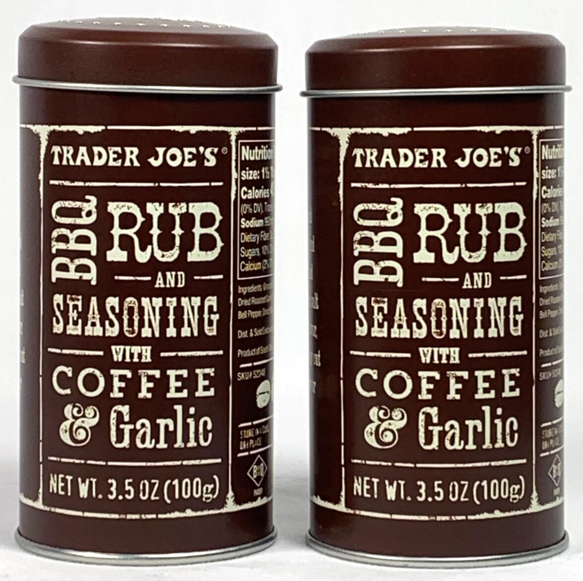 4 Pack Trader Joe’s BBQ Rub & Seasoning with Coffee Garlic 3.5 oz Shaker Tin Can