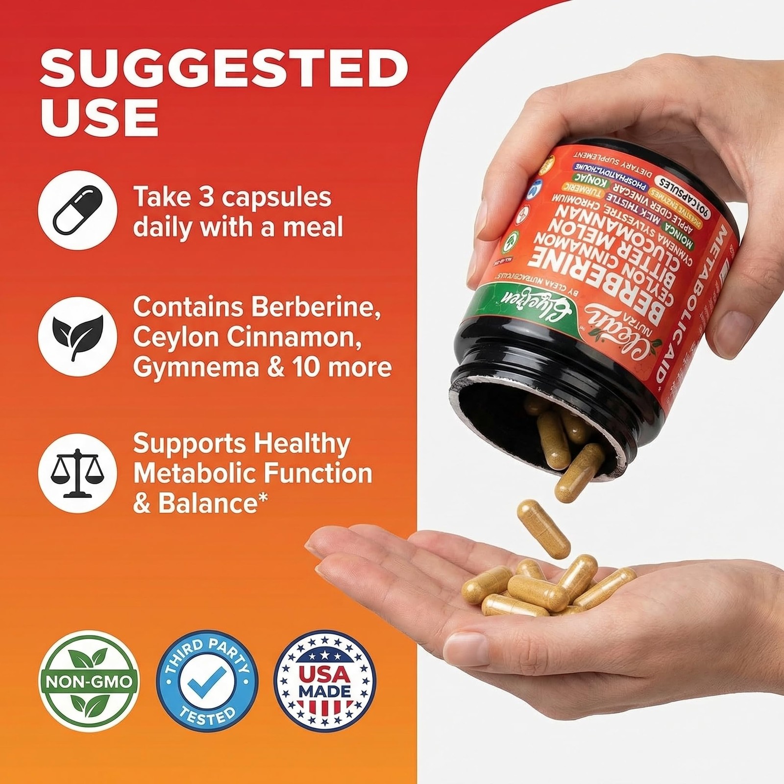 Clean Nutra Berberine and Ceylon Cinnamon Supplement 90 Count (Pack of 1)
