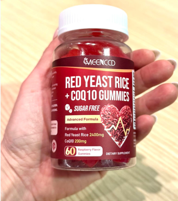 Red Yeast Rice with CoQ10 Gummies, Sugar Free, Vegan, Raspberry Flavor, 60 Count