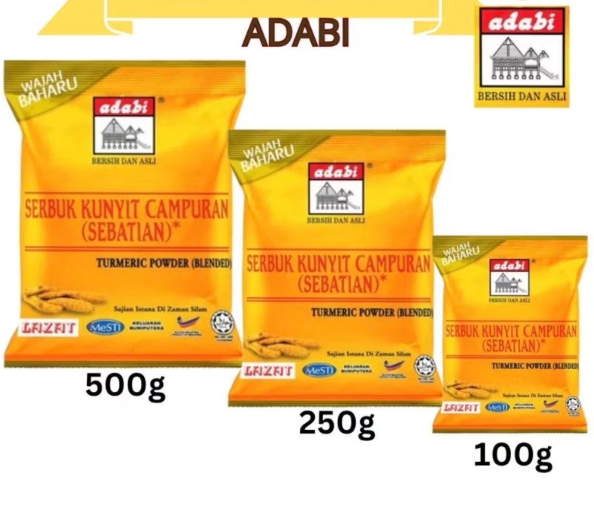 ADABI Turmeric Powder Blended 500G 250G 100G Product of Malaysia Free Shipping