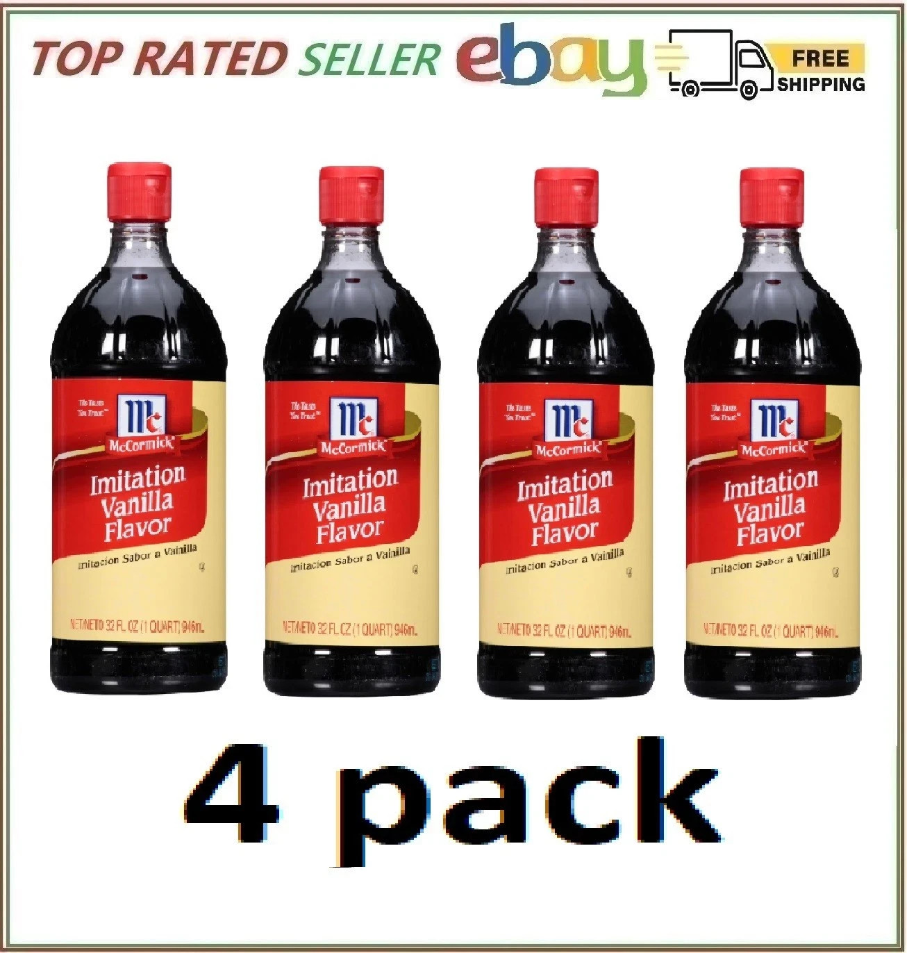 4 Pack – McCormick Imitation Vanilla Flavor 32 oz.