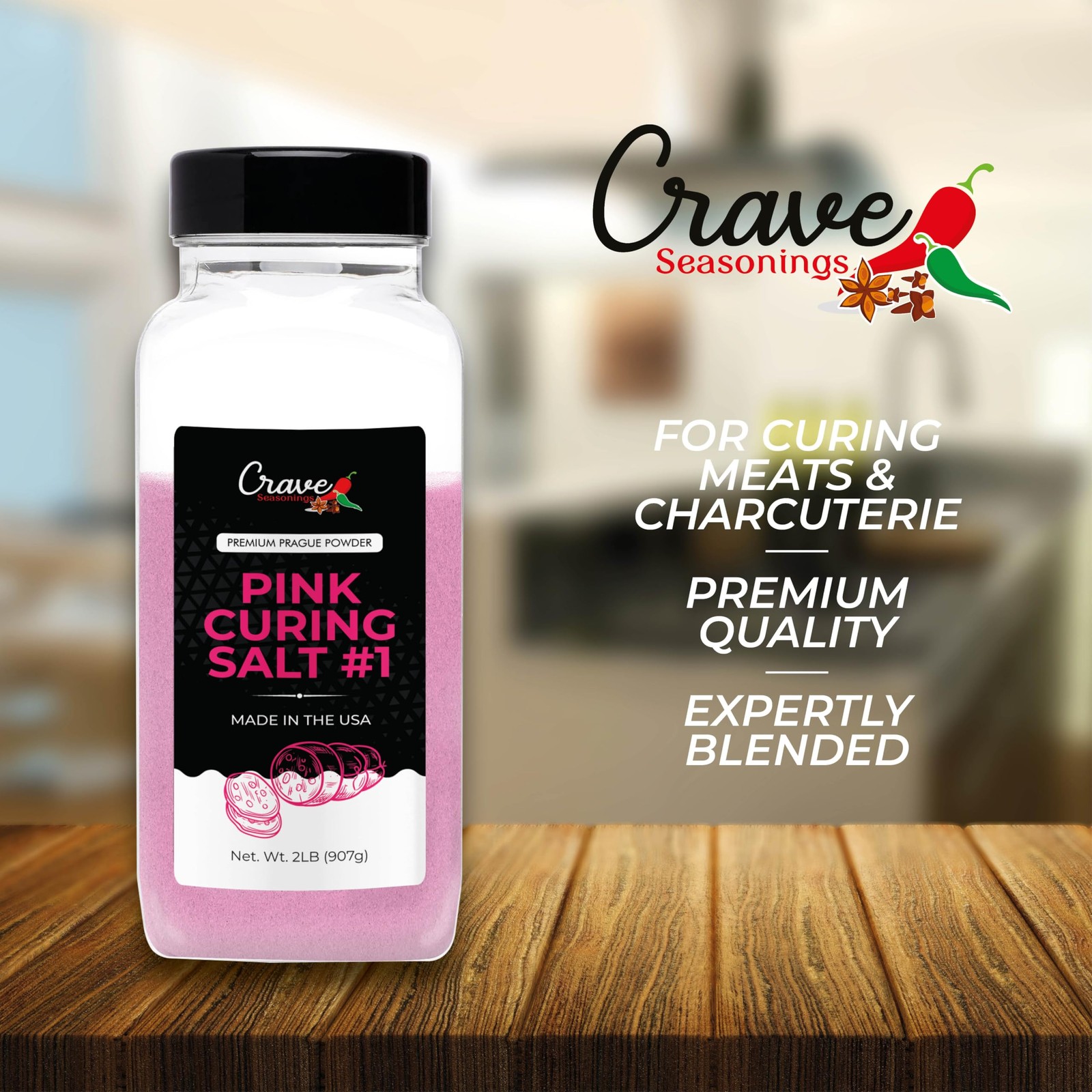 Crave Pink Curing Salt #1 2.0 LB JAR – Prague Powder, Instacure #1- Made in U…