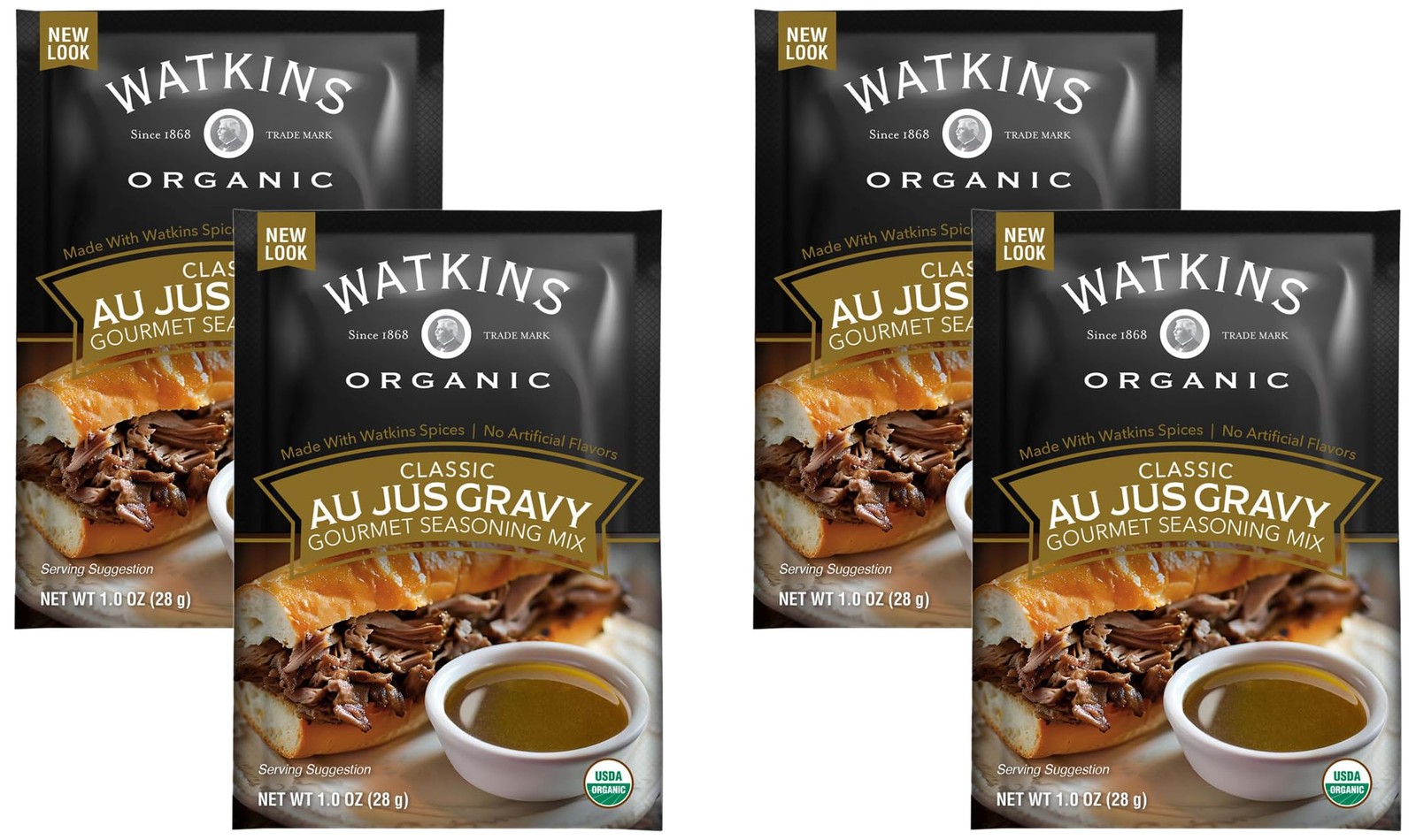 Watkins Organic Gourmet Seasoning Mix, Au 1 Ounce (Pack of 4), Jus Gravy