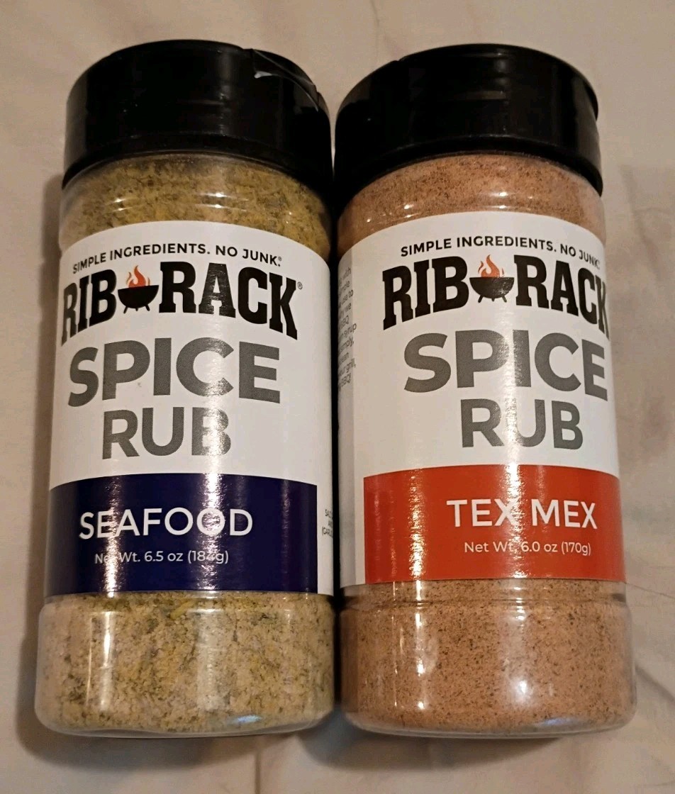 Rib Rack Seafood & Tex Mex Spice Rub 6.5 Oz New Sealed 2 Pack