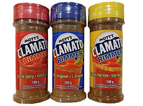 3 X Mott’s Clamato Rimmer Seasoning Salt 190g Each – Tri Pack of Mixed Flavors