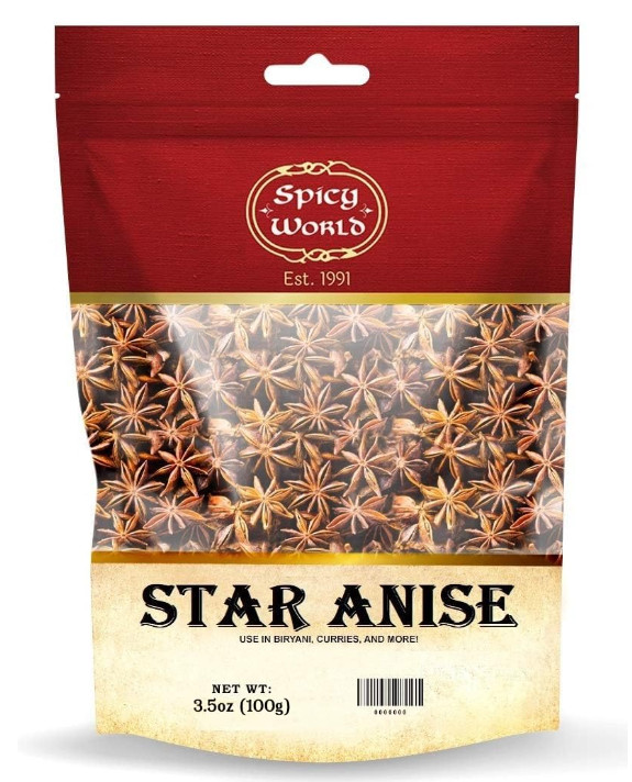 Spicy World Star Anise Whole Pods 3.5oz, Premium Natural Dried Spice for Cooking