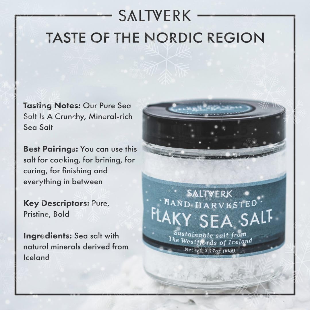 Elevate Your Cooking with Gourmet Icelandic Flaky Sea Salt – 3.17 Oz Box