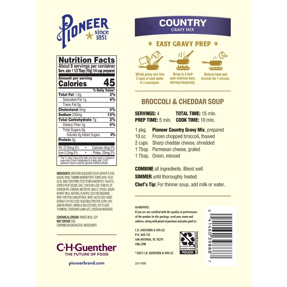 (24 pack) Country Gravy Mix, Rich & Creamy, Southern Style, 2.75 oz Pouch