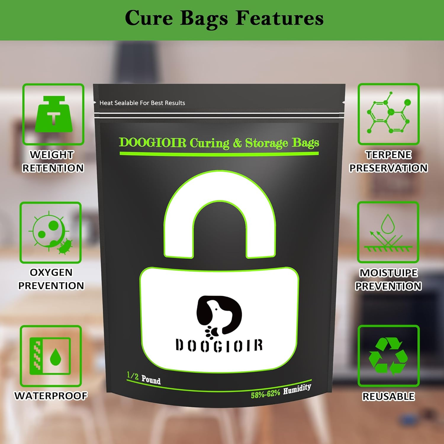 1/2 LB Curing & Storage Bags, Curing Bags for Food Storage, Double-Tracked Zip