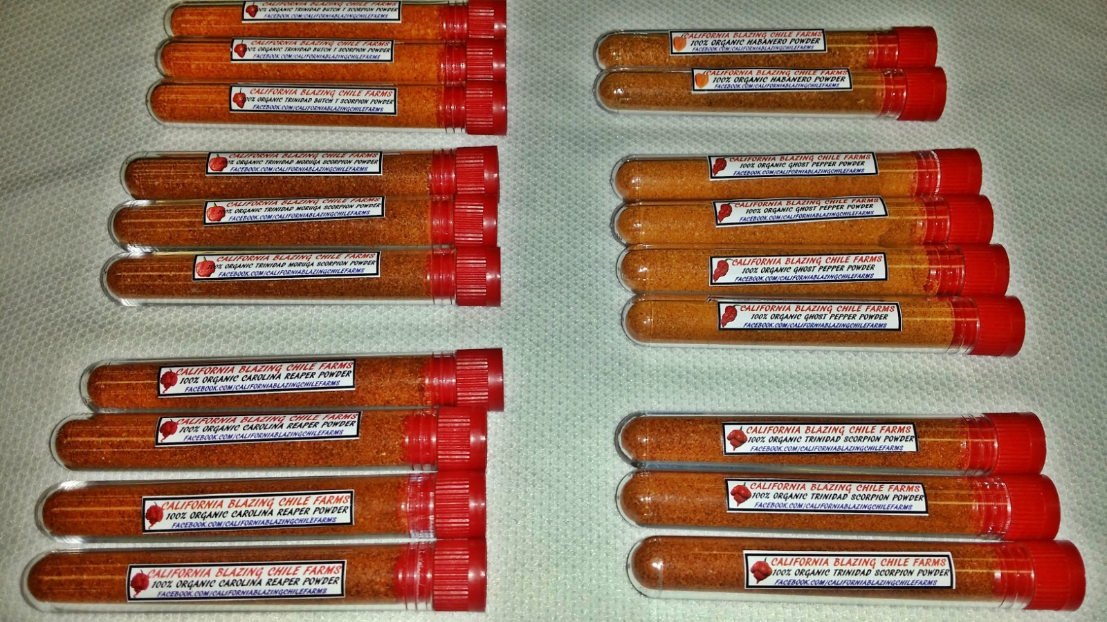 Carolina Reaper/ Moruga/ Butch T/ Scorpion/ Ghost Pepper/ Habanero Powder Vials
