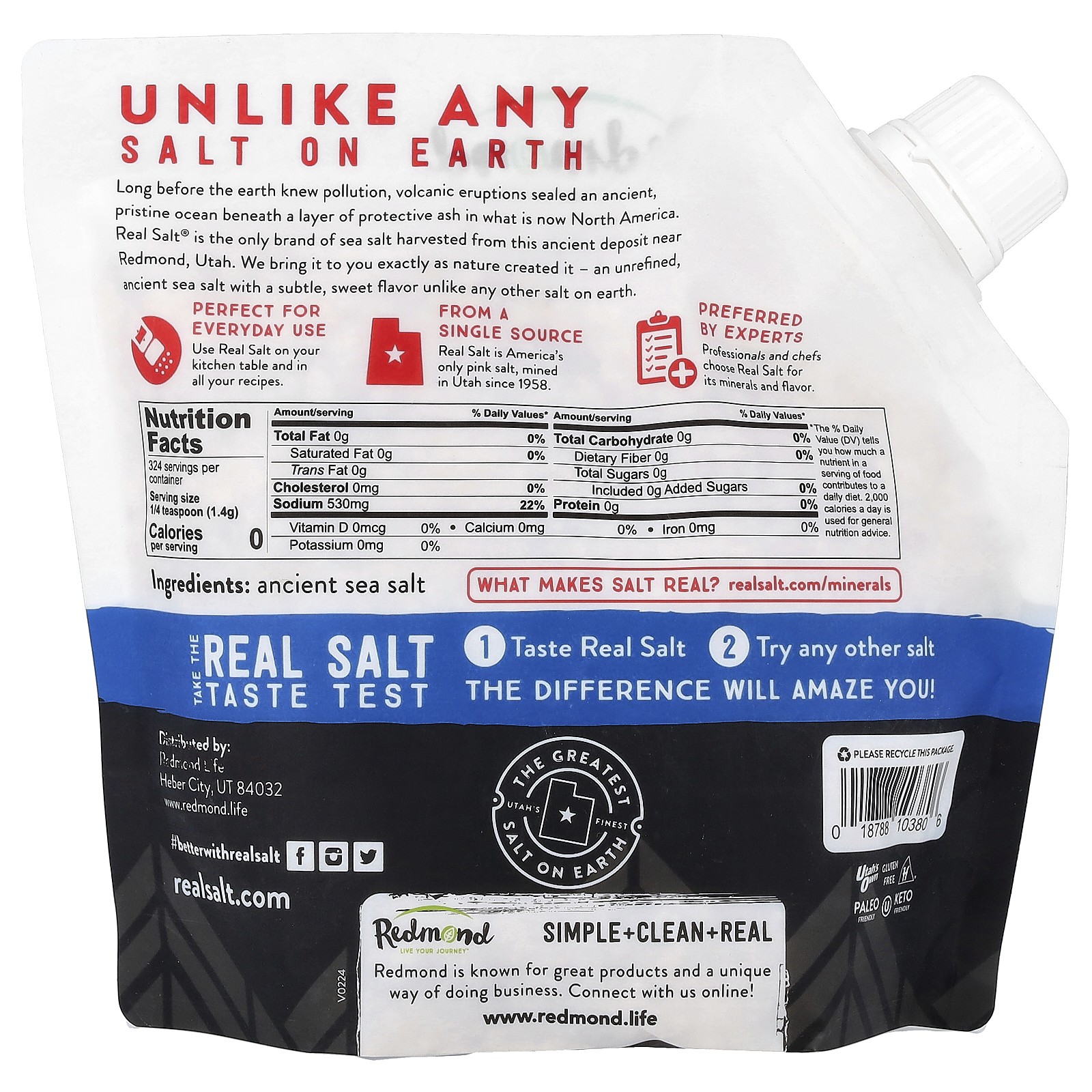 Real Salt, Ancient Coarse Sea Salt, Grinder Refill Salt, 16 oz (454 g)