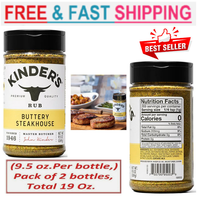 KINDER’S Buttery Steakhouse Seasoning (9.5 oz.each, Pack of 2 )