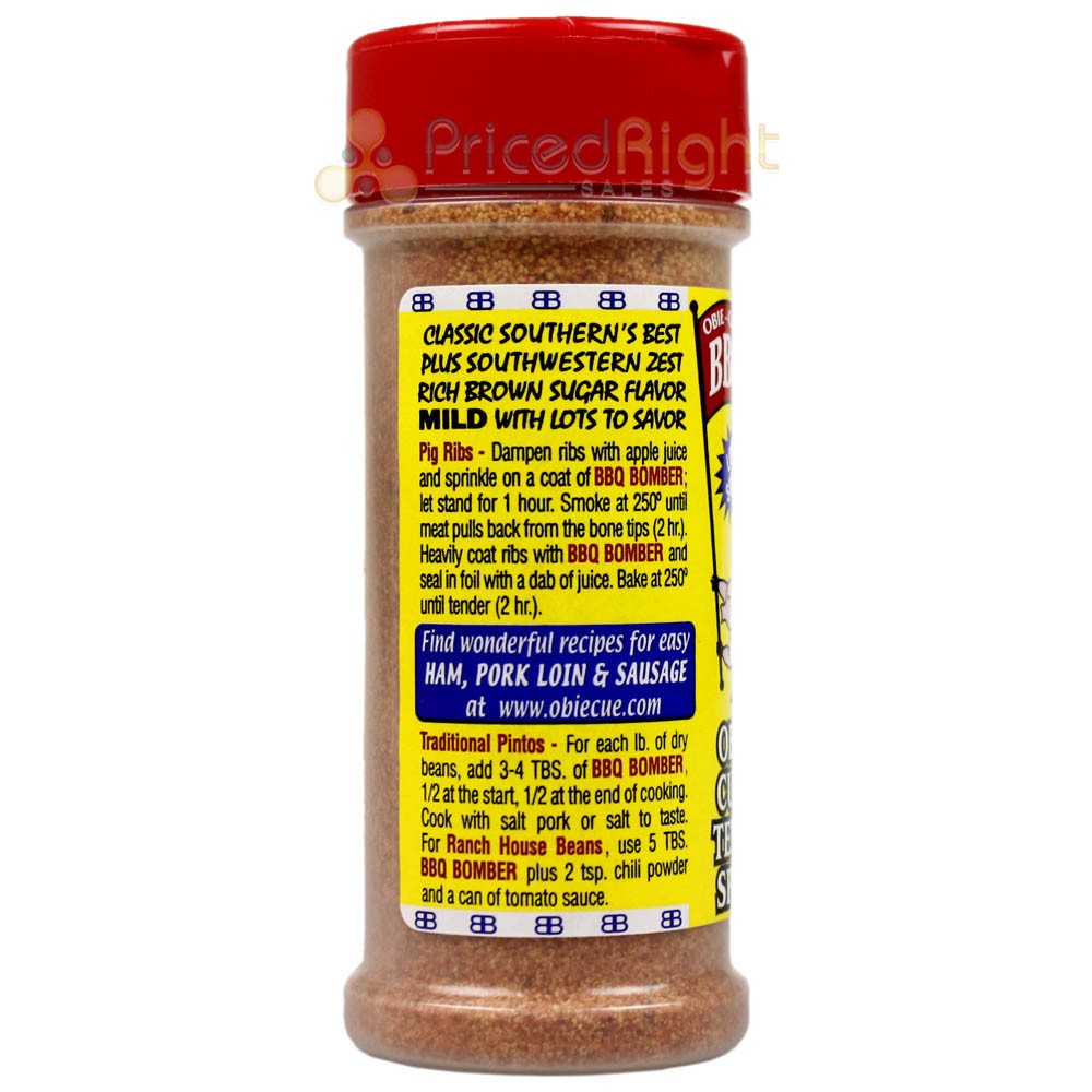 Obie Cues BBQ Bomber Mild Brown Sugar Rub & Bean Seasoning No Gluten or MSG 4 Oz