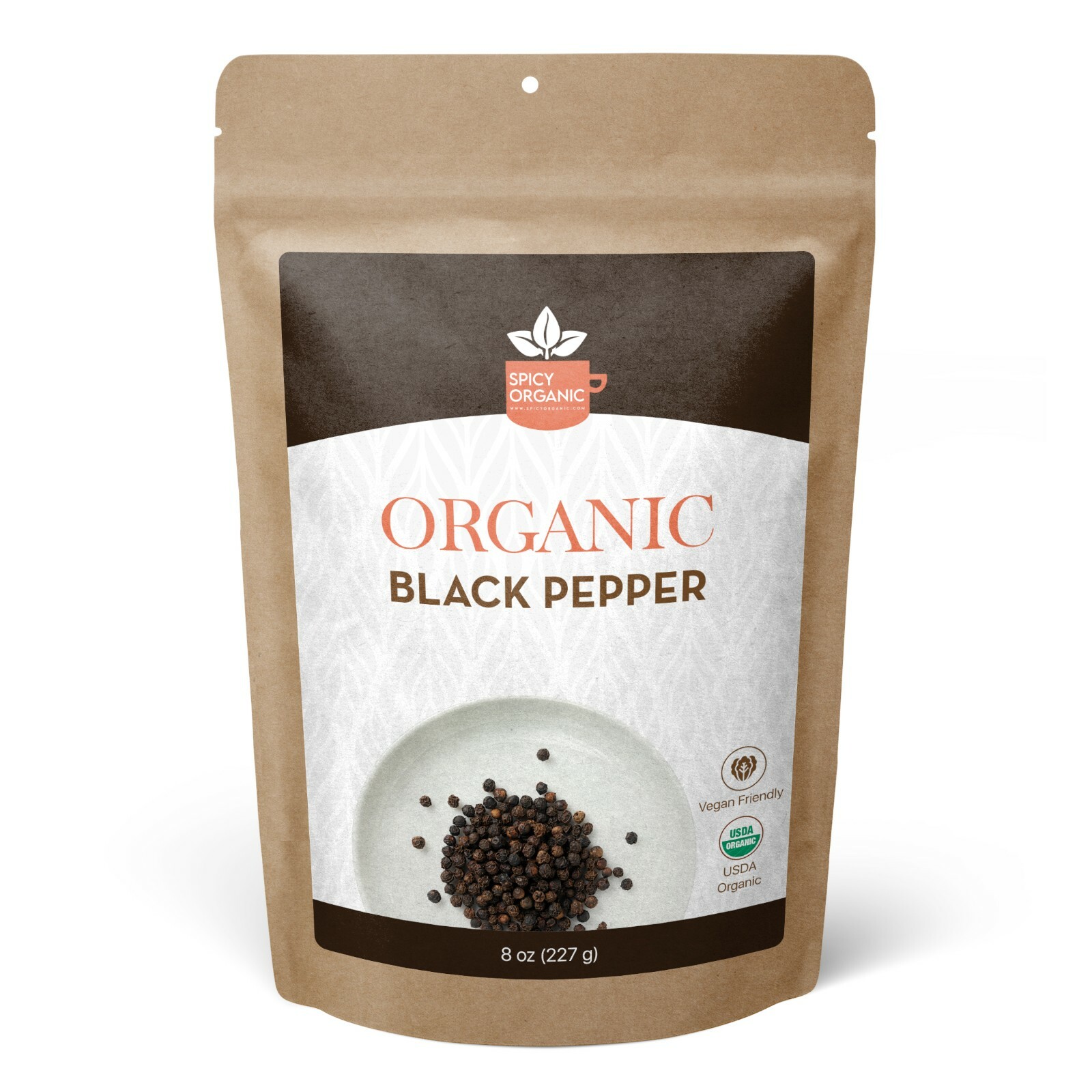 Organic Black Pepper (8 OZ) – Non-GMO Dried Whole Peppercorns for Grinder