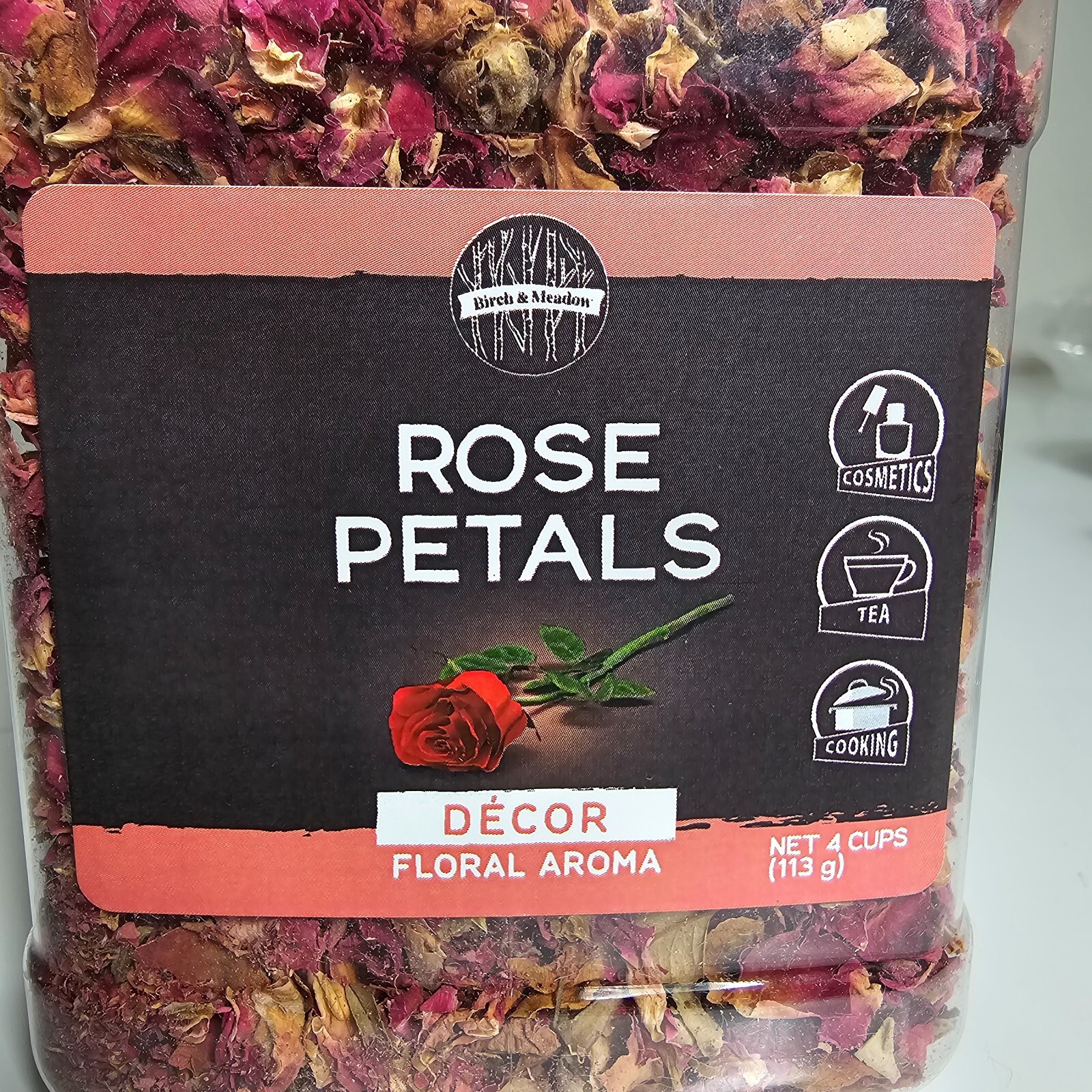New Birch & Meadow 4Cups Rose Petals Decor Floral Aroma 113g, Edible,Soak in Tea