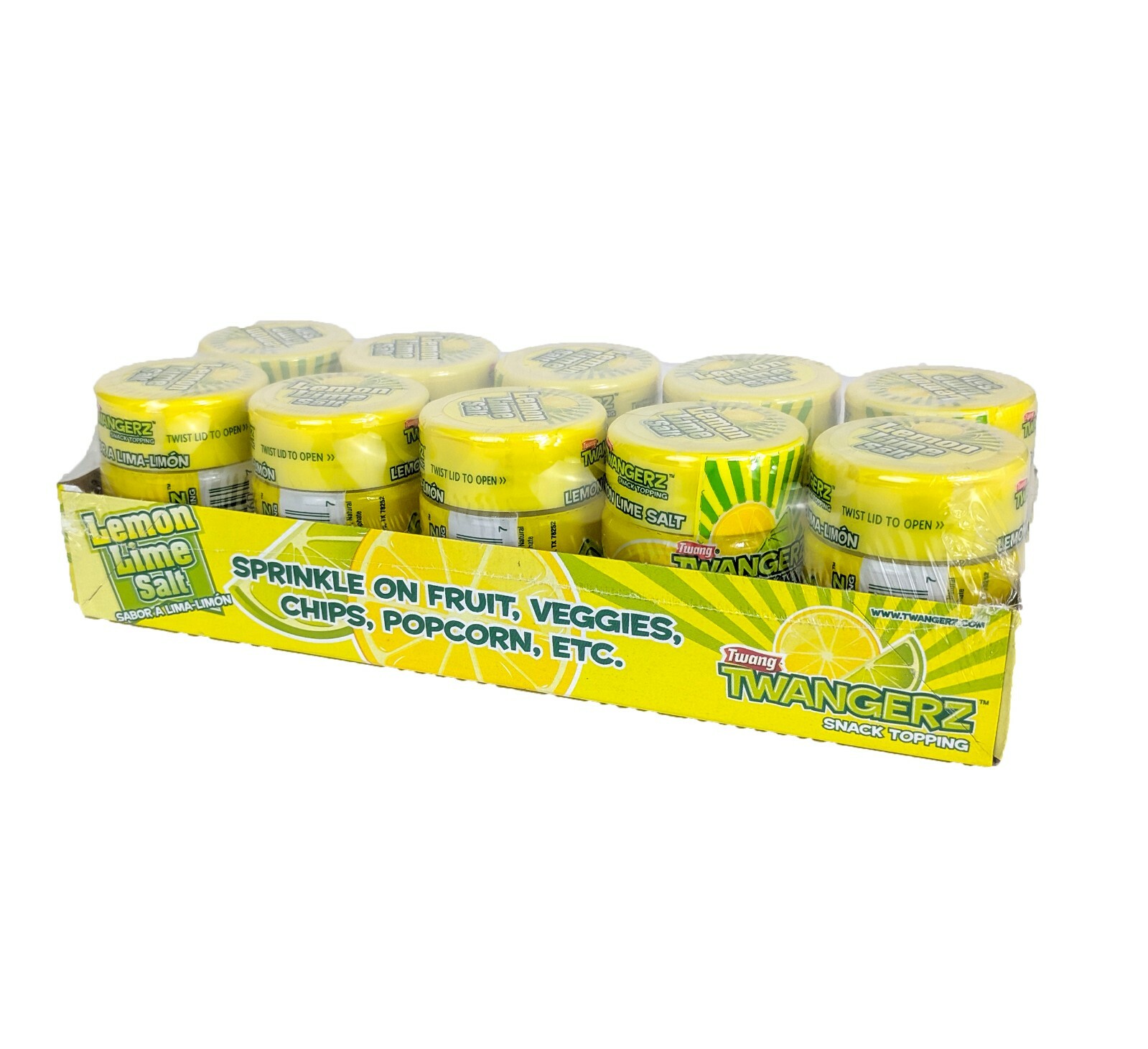 Twang Twangerz Snack Topping, Lemon Lime Salt, Popcorn, 1.15 OZ, 20 Shakers
