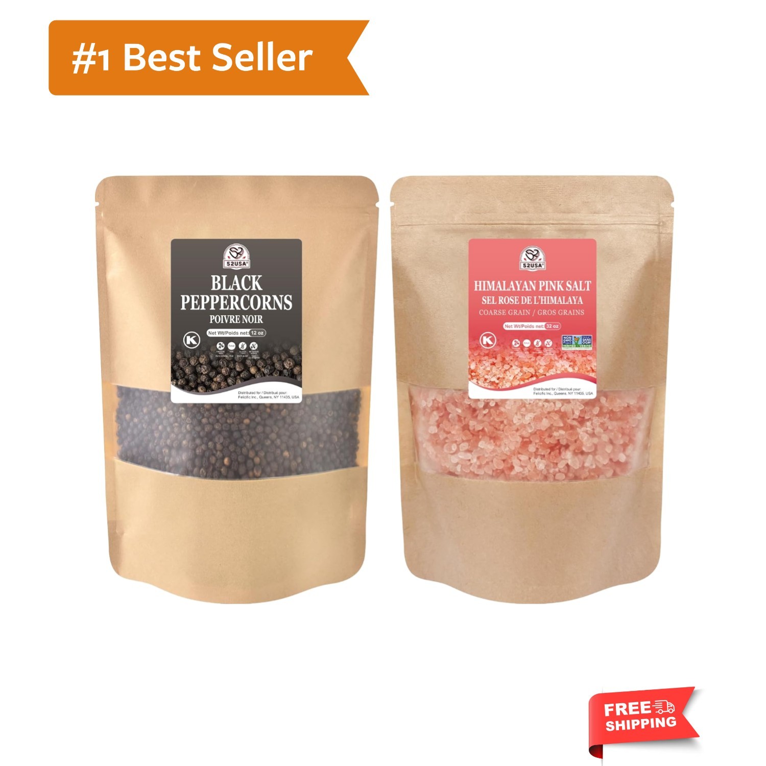 Whole Black Peppercorns 12 oz + Himalayan Pink Salt Coarse Grain 2 lb – Salt …