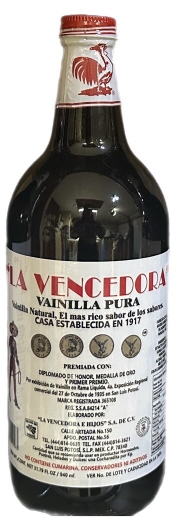 3 X La Vencedora Mexican Vanilla Pura Glass Bottle 31oz Each From Mexico