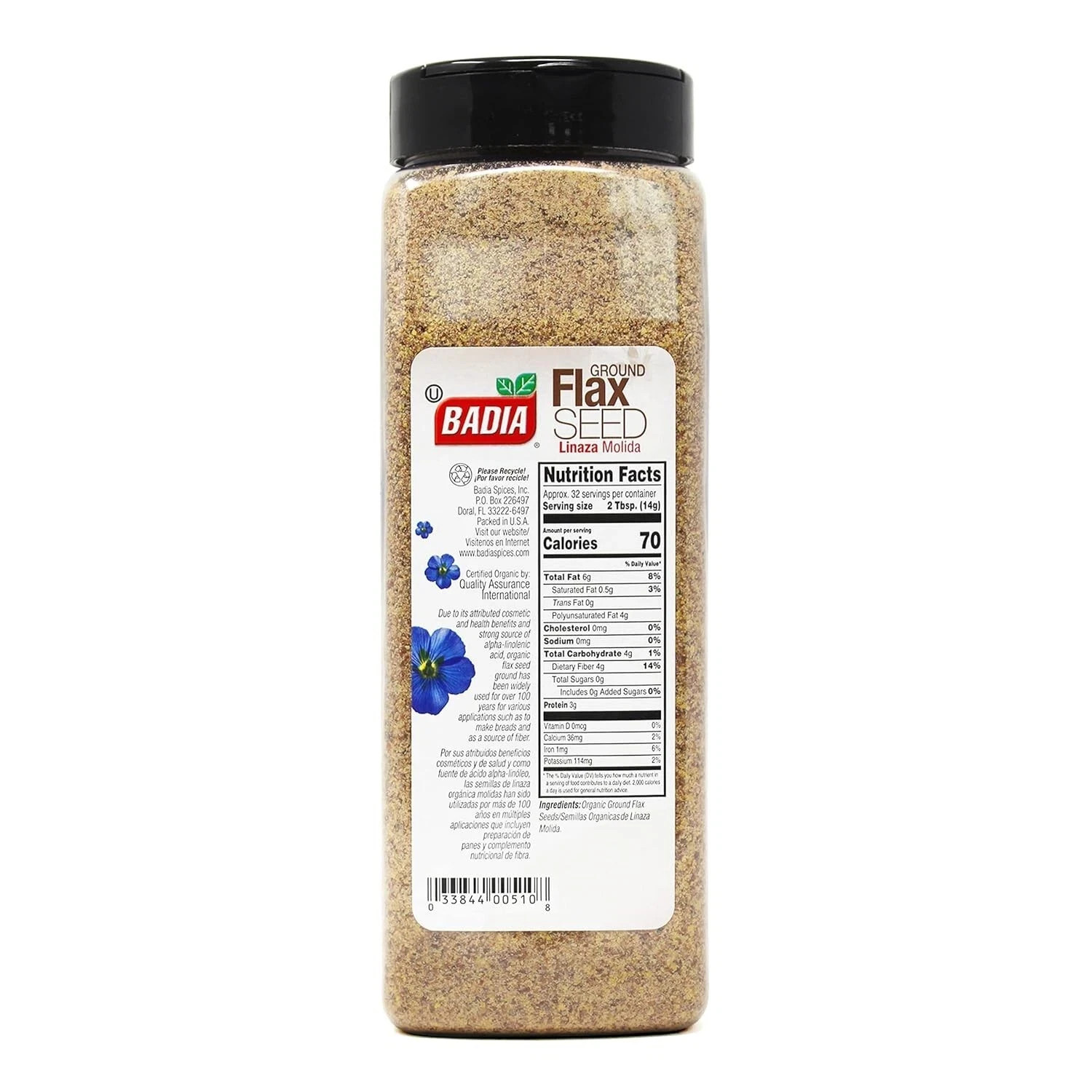Badia Organic Flax Seed, Ground, 16-Ounce