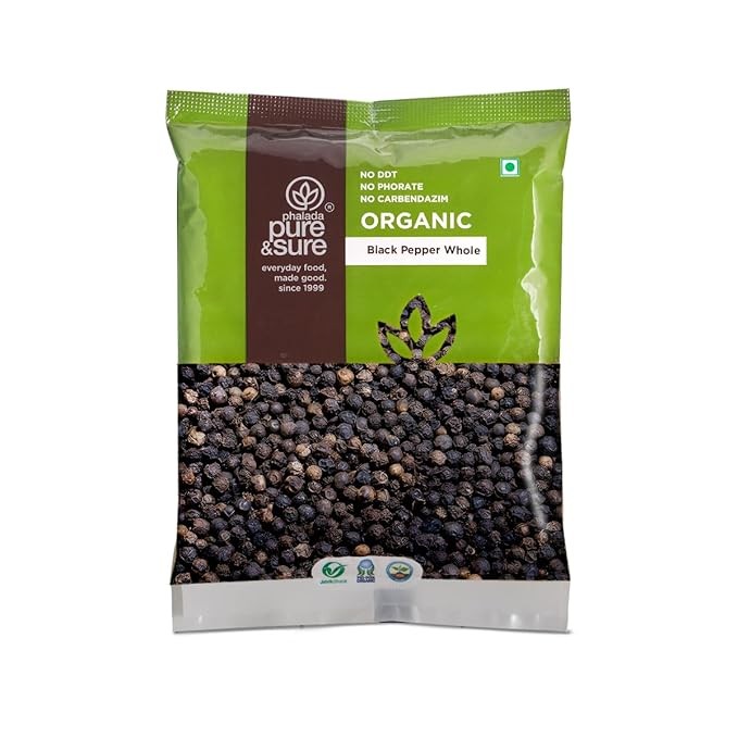 Pure & Sure Organic Black Pepper Whole BUY 2 GET 1 FREE 100gm EACH 100% Natural