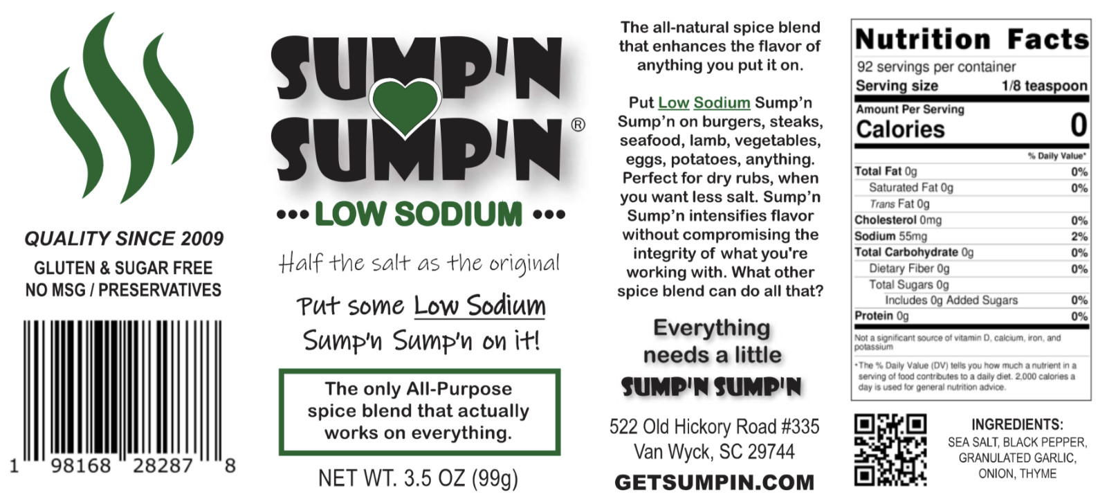 SUMP’N SUMP’N LOW SODIUM All-Natural Heart Healthy Spice Blend Seasoning Sumpin