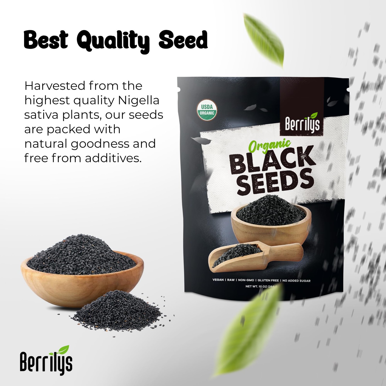 Berrilys Black Seeds – USDA Organic Nigella Sativa, Kalonji & 10 Oz