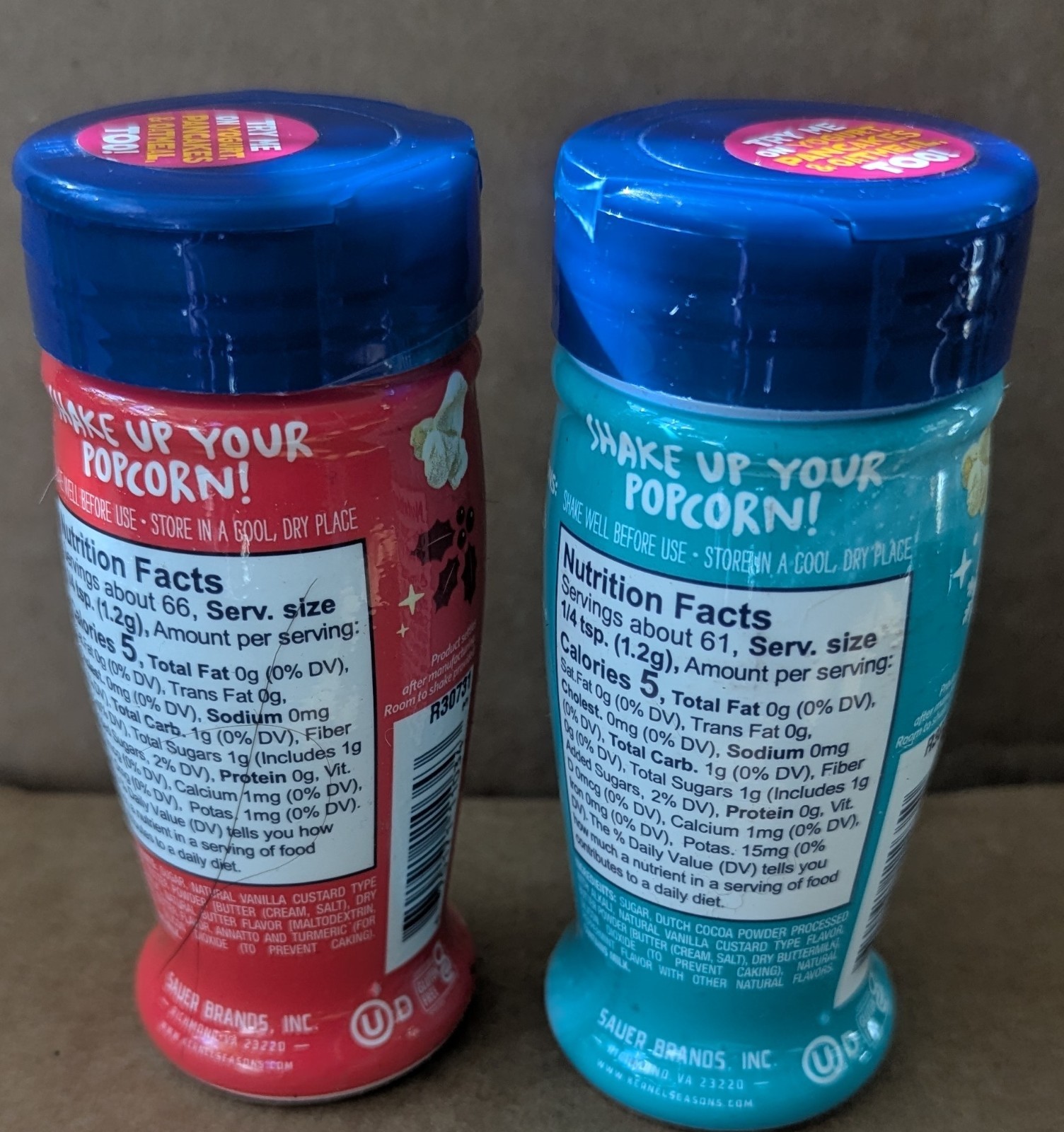 Lot of 2 Kernel Season’s Popcorn Seasoning Frosty’s Mint Chip/Santa’s Cookies