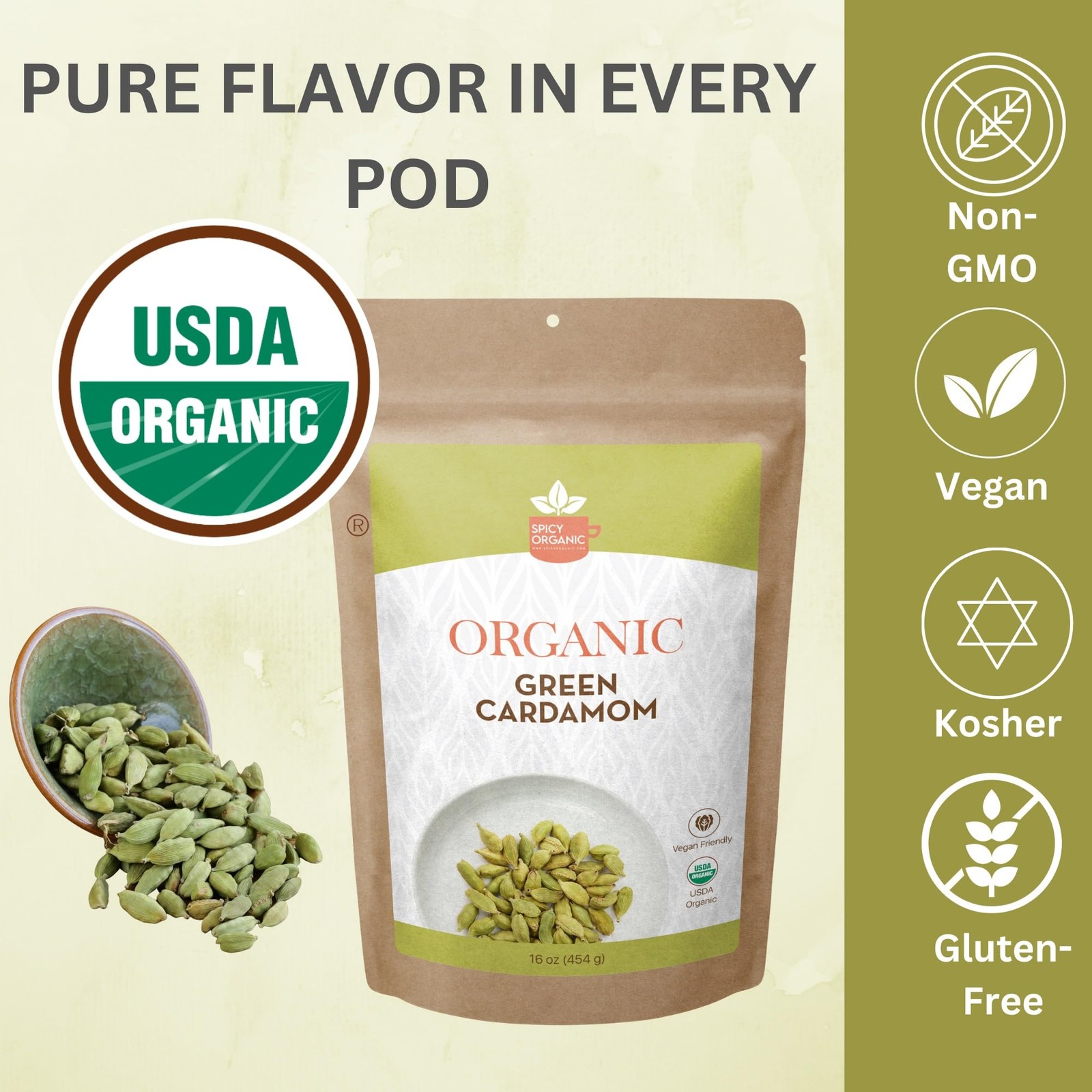 Green Cardamom Pods – 3 lb – Whole Cardamon Seeds for Authentic Spice Flavor,…