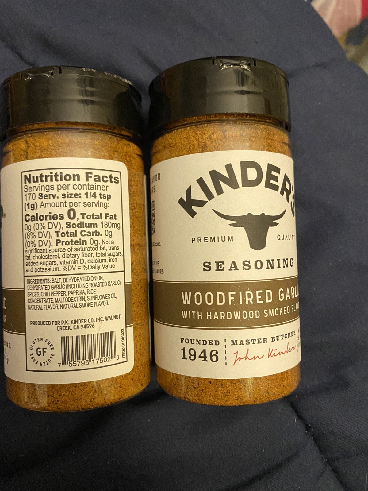 2 Kinder’s Woodfired Garlic W/Hardwood Smoked Flavor Seasoning Dry Spice Rub