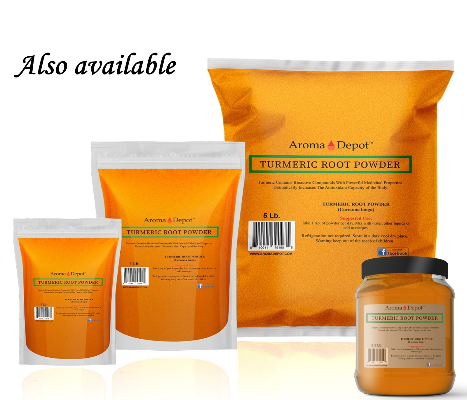 2.5 lb Turmeric Root Powder 100% Pure Curcuma Longa Tumeric 40 oz JAR