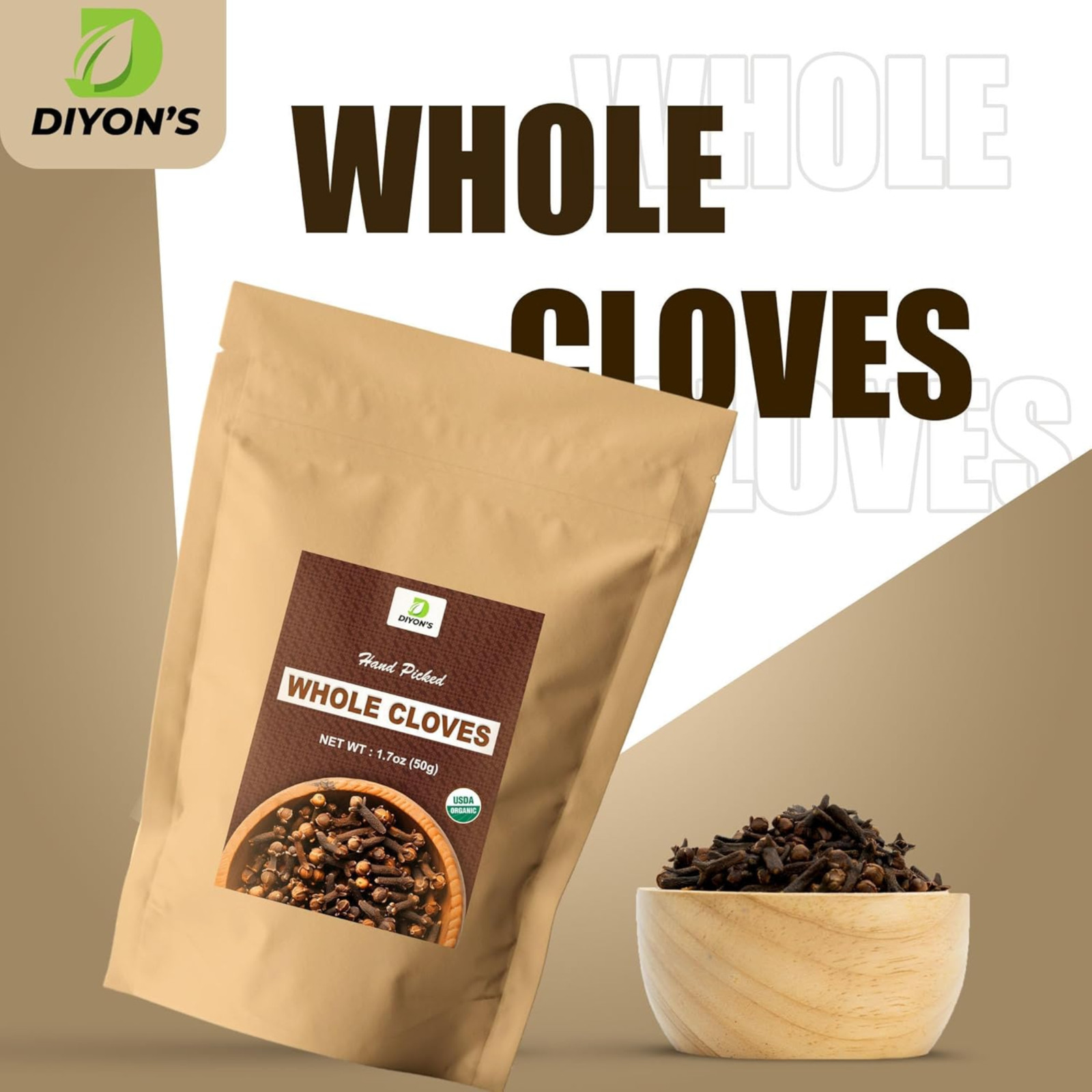 Organic Whole Cloves 1.7oz Sri Lanka Diyon’s No Artificial Flavors Resealable
